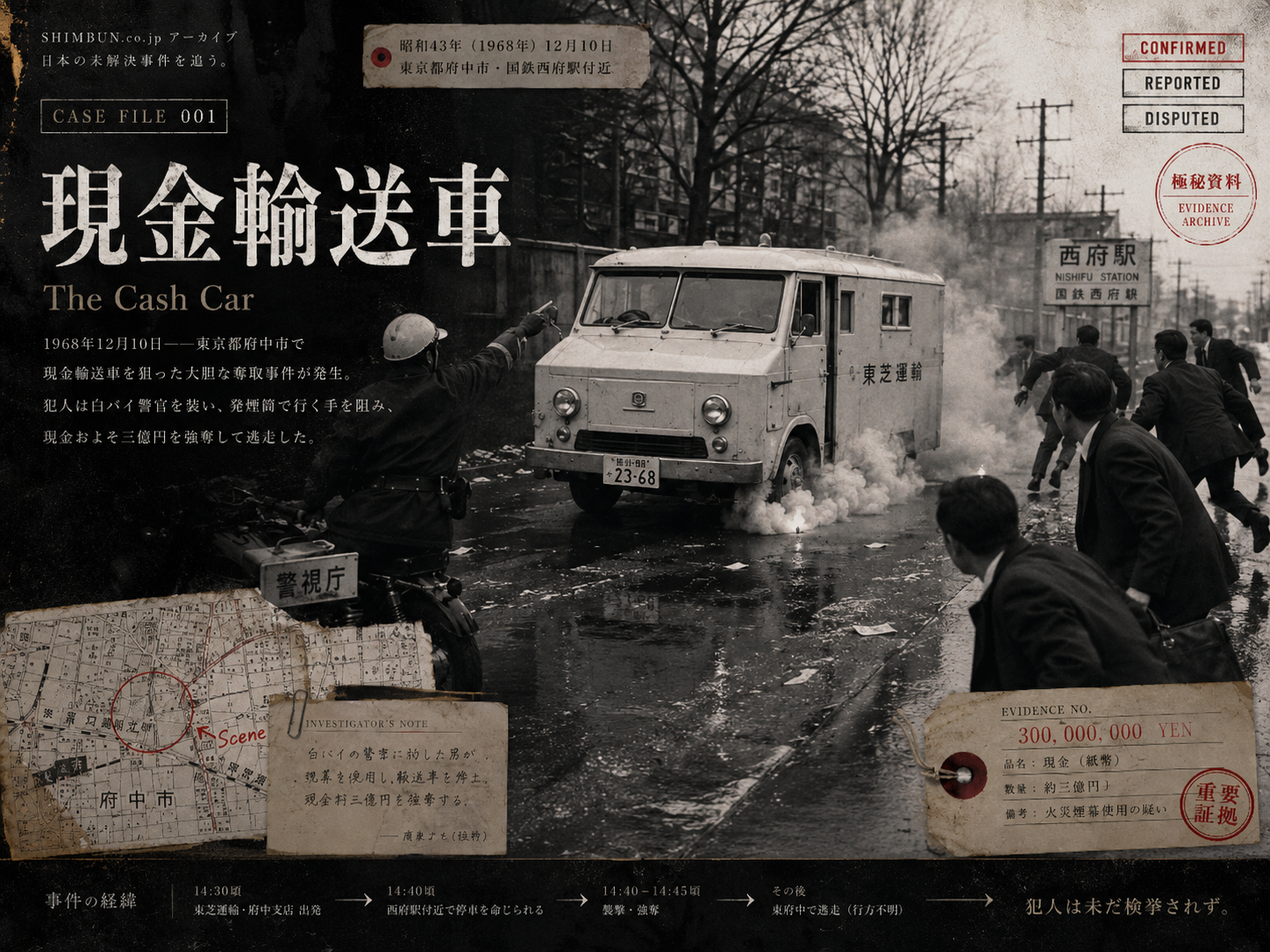 Illustration of the cash transport car in the 300 Million Yen Incident