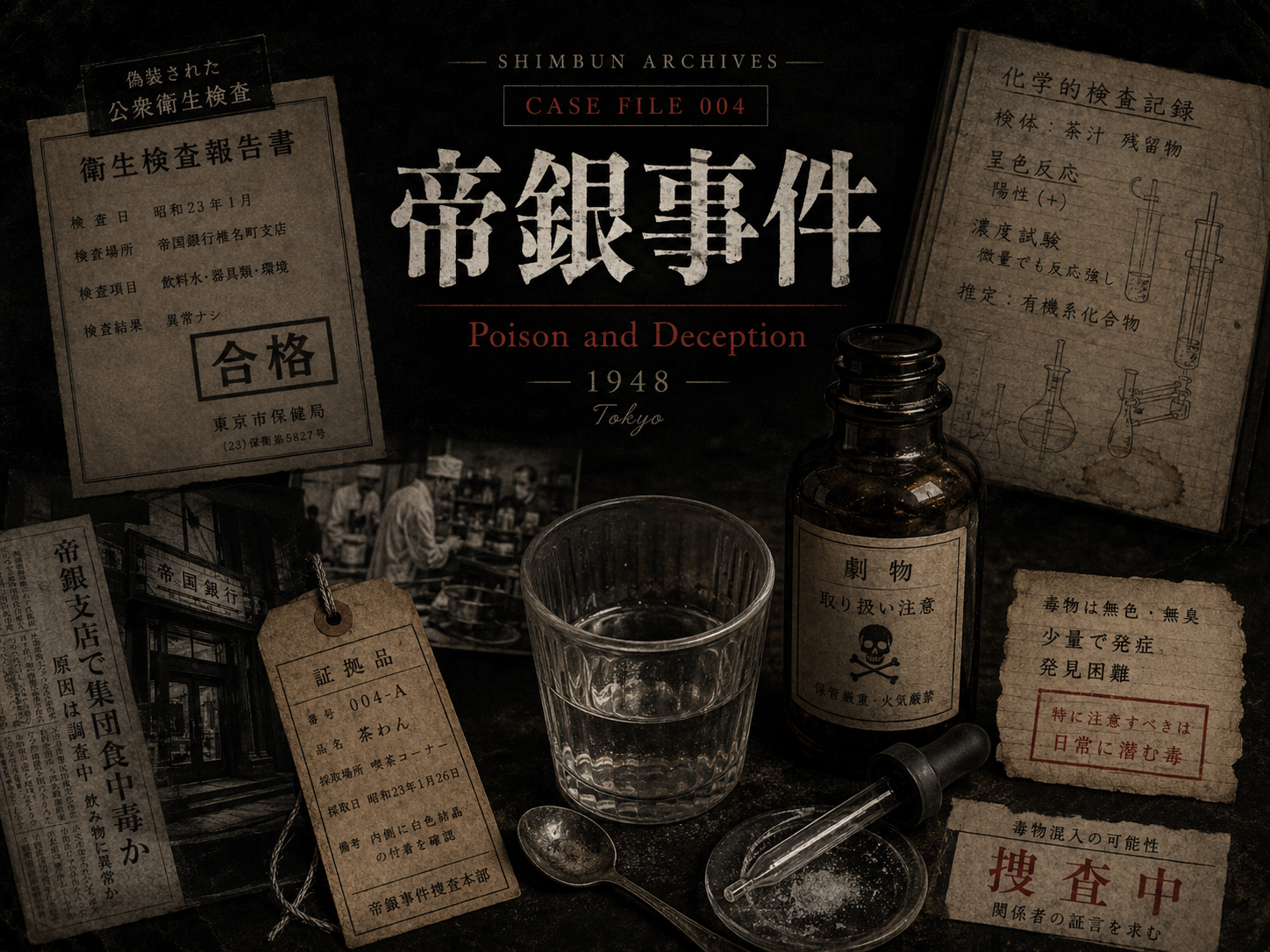 Poison and deception evidence still life for the Teigin Incident