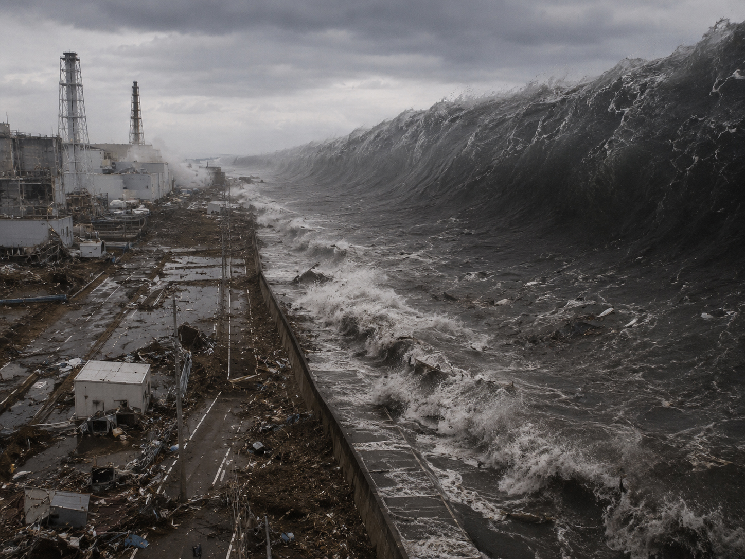 福島第一原発事故の津波を表現した画像