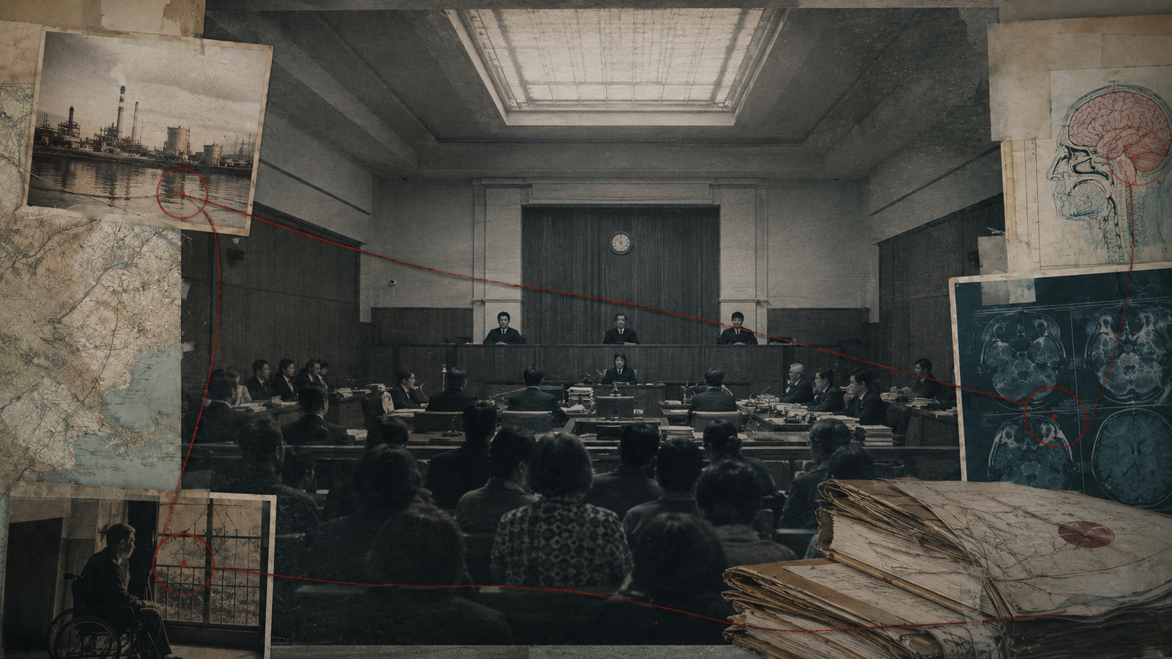 Courtroom and legal accountability image for Minamata disease