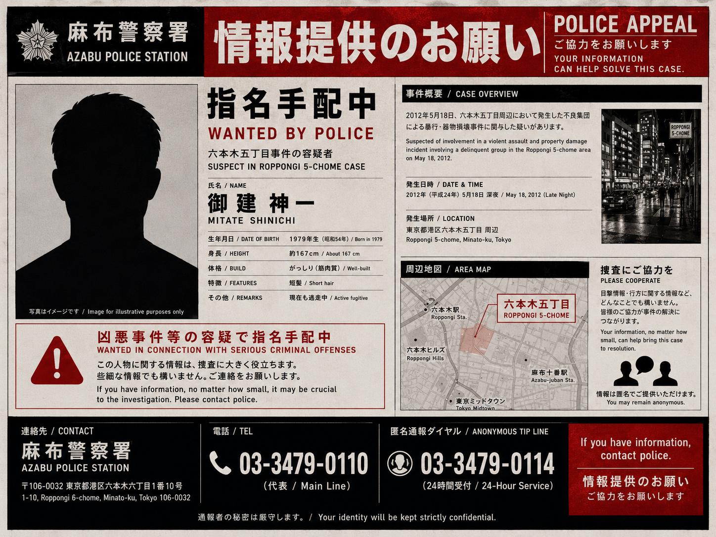麻布警察署への情報提供の呼びかけ
